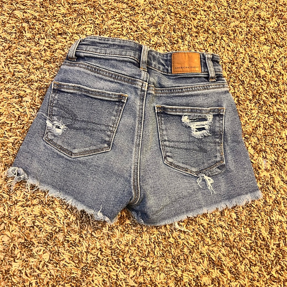 American Eagle Outfitters Blue Distressed Jean Shorts